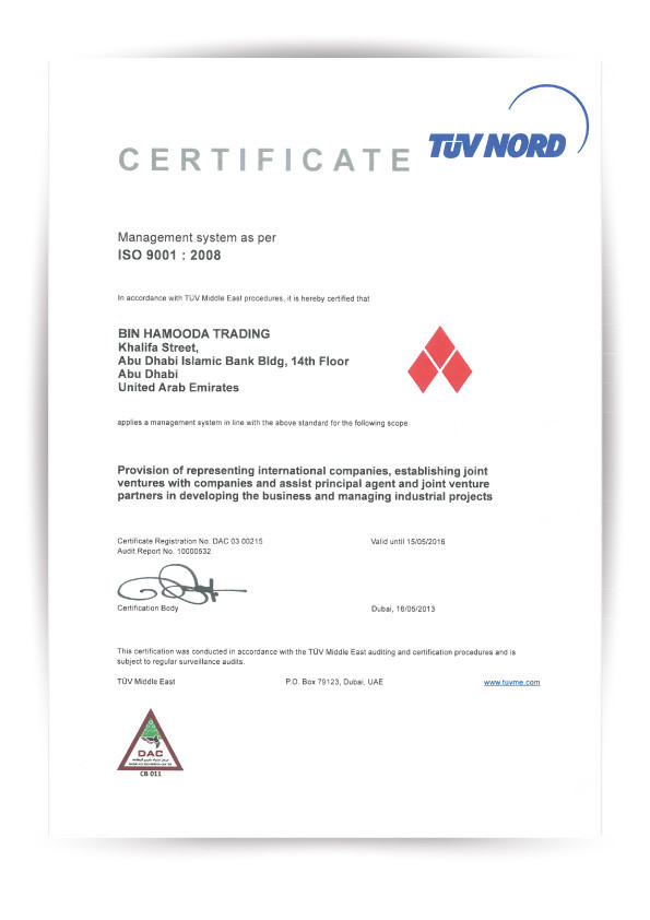 CERTIFIED ISO 9001: 2008 by TUV NORD